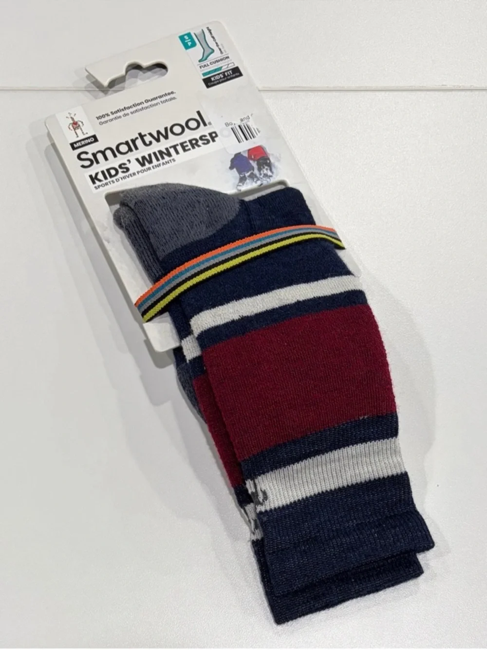 SmartWool Kids Small Wintersport Stripe Full Cushion Ski Socks Navy Blue Red NWT